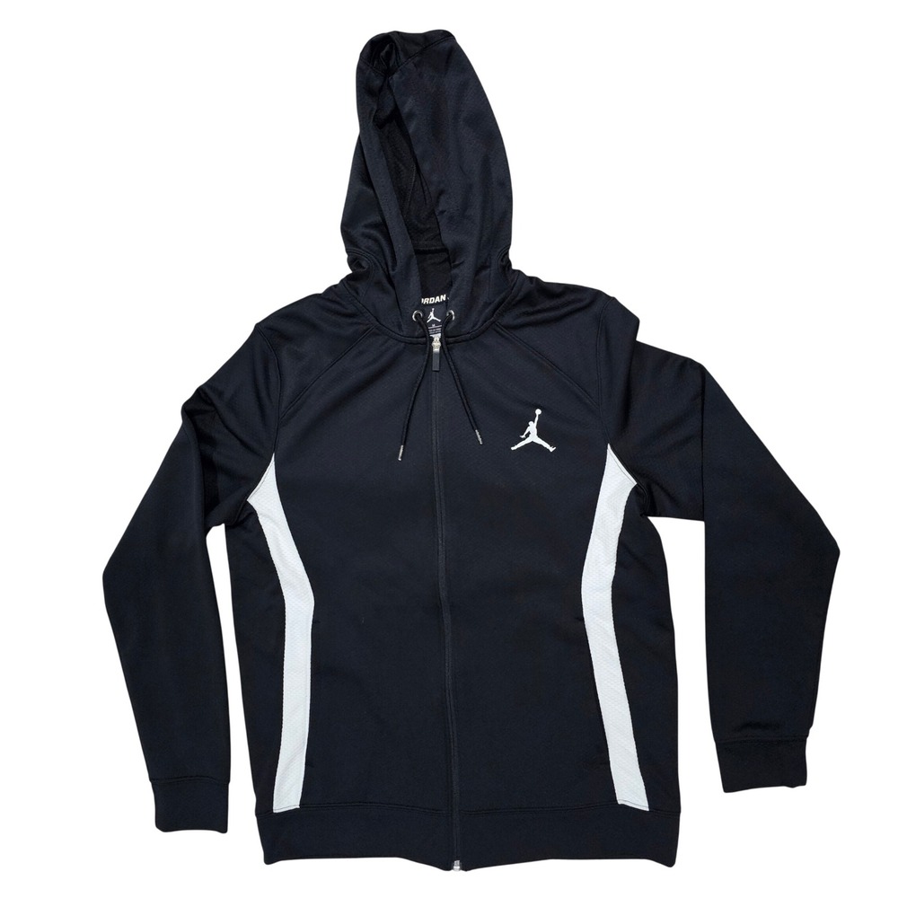 Jordan Men M Black Full Zip Hoodie Athletic Jumpman Logo Sweatshirt
